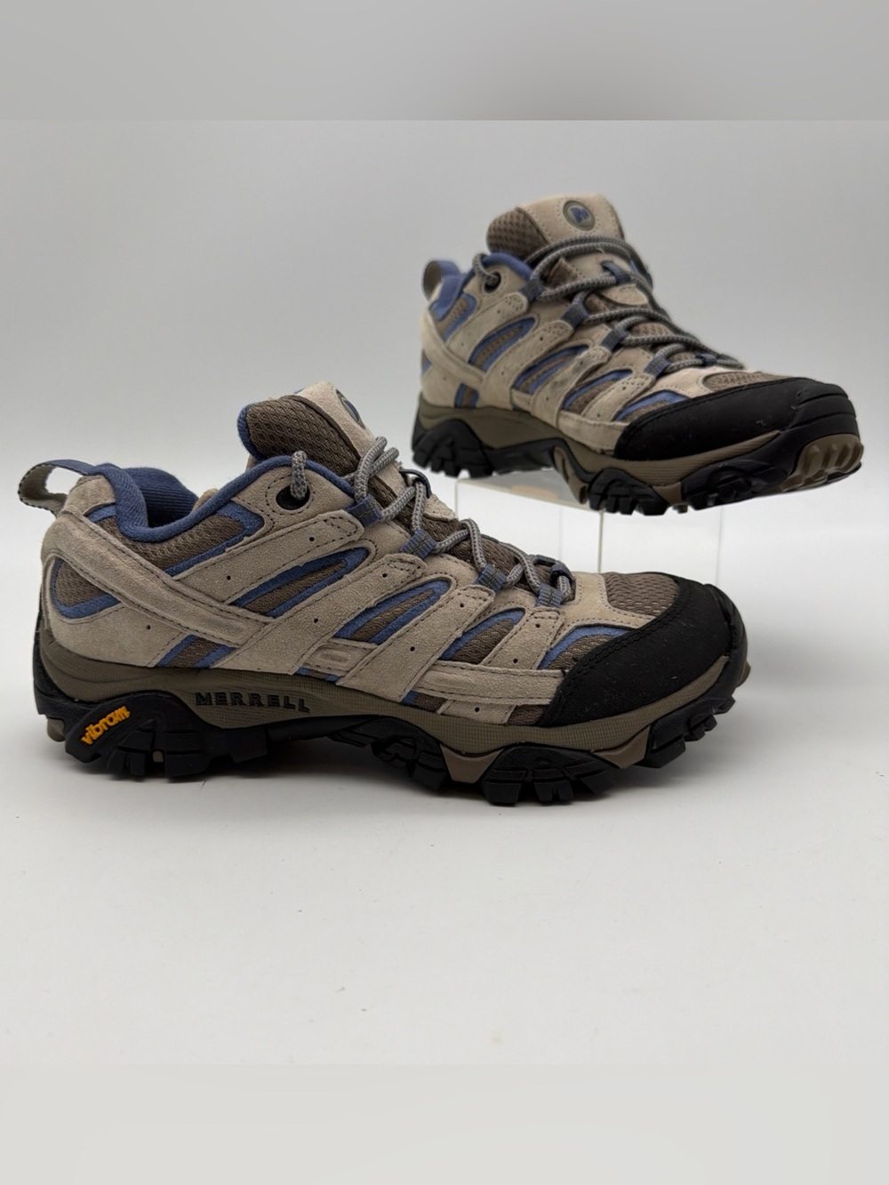 Merrell Moab 2 Vent Hiking Shoes Womens 8 Low Top Trail Outdoor Gray Blue J06018